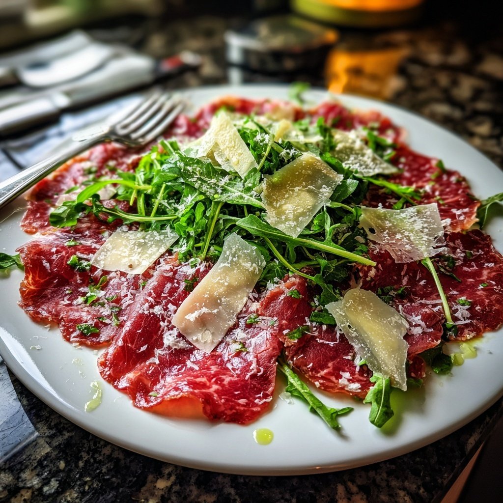 Carpaccio vom Rind mit Parmesan und Rucola