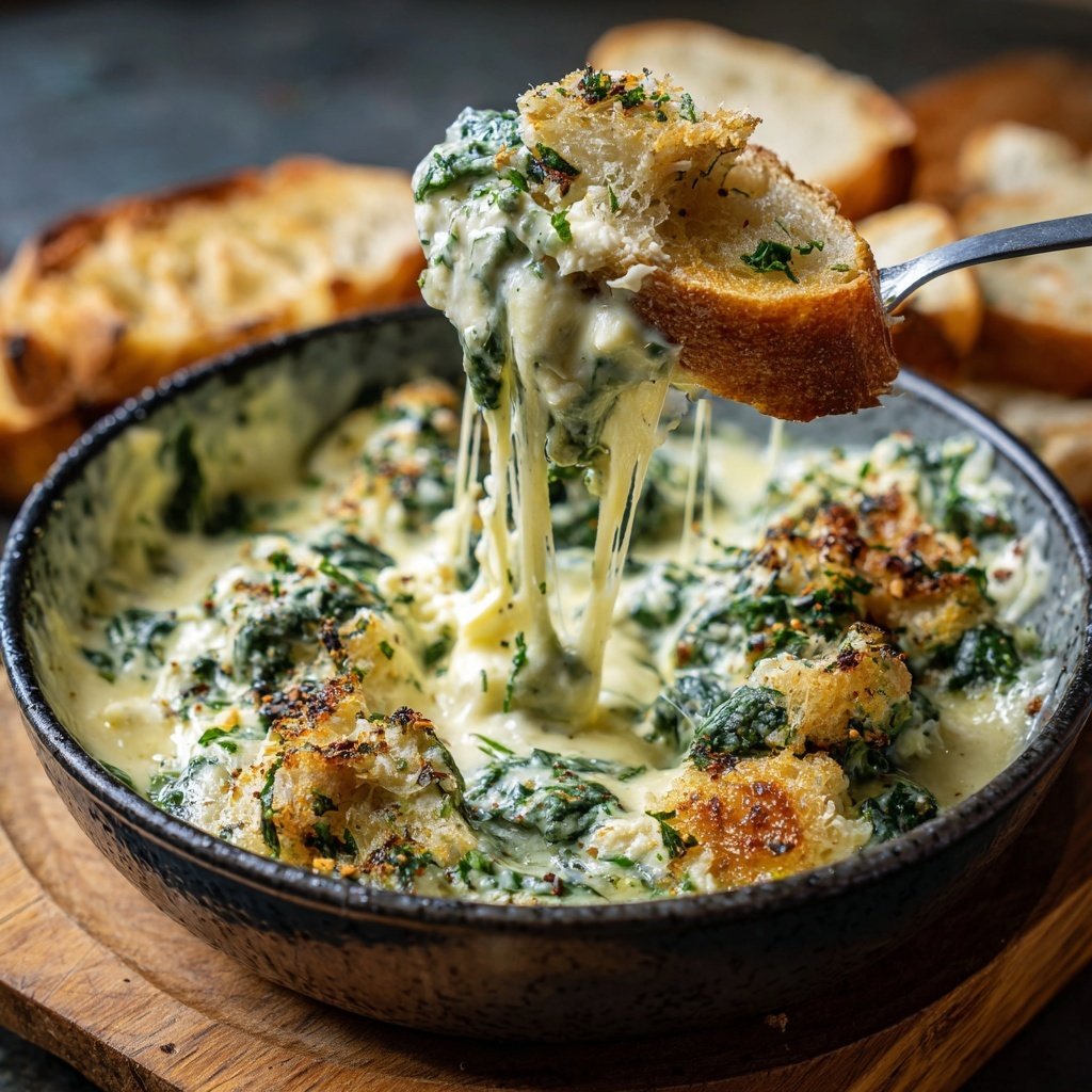 Kerzenschein Spinat und Feta Fondue