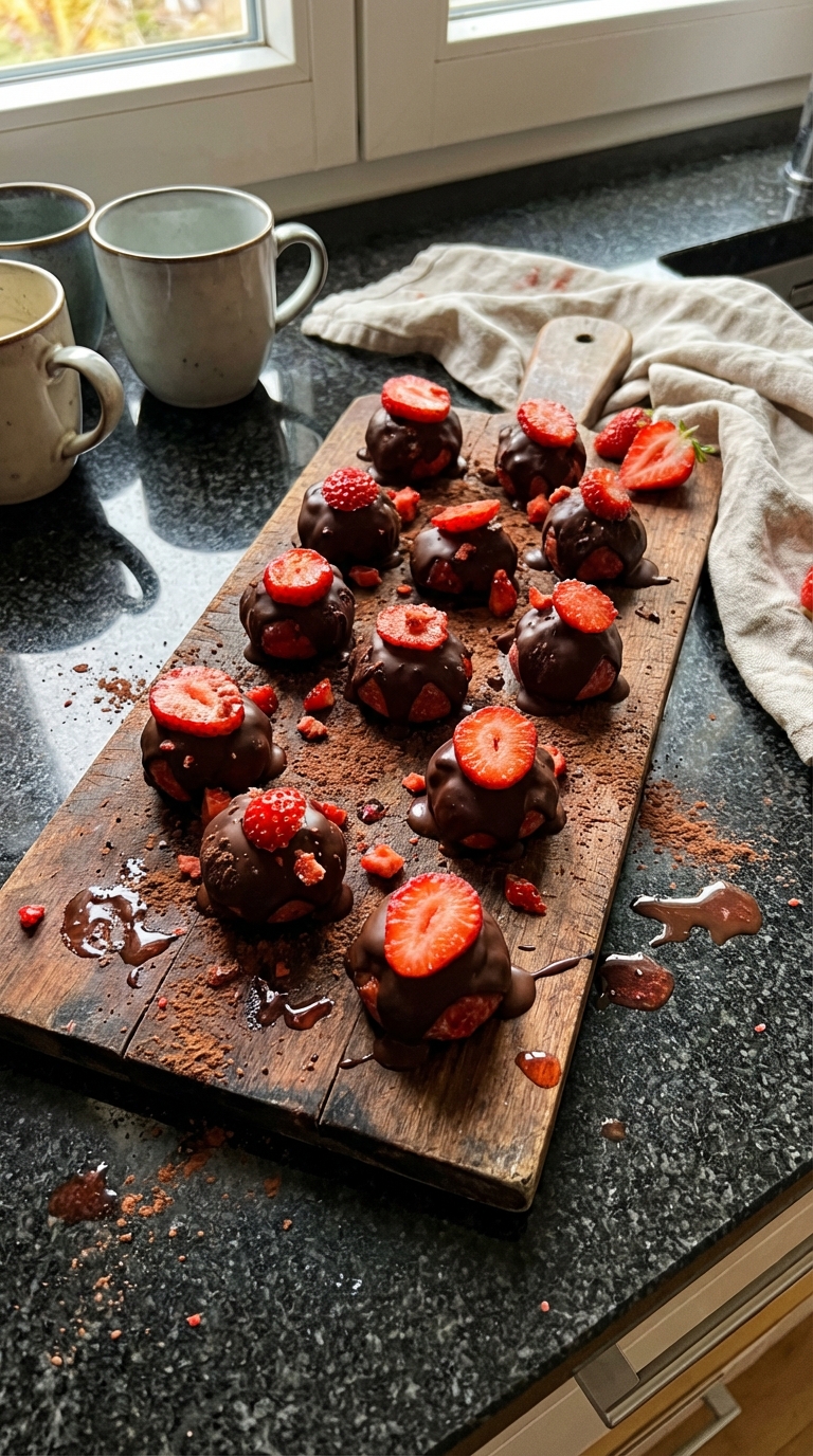 Dunkle Schoko Erdbeer Häppchen​