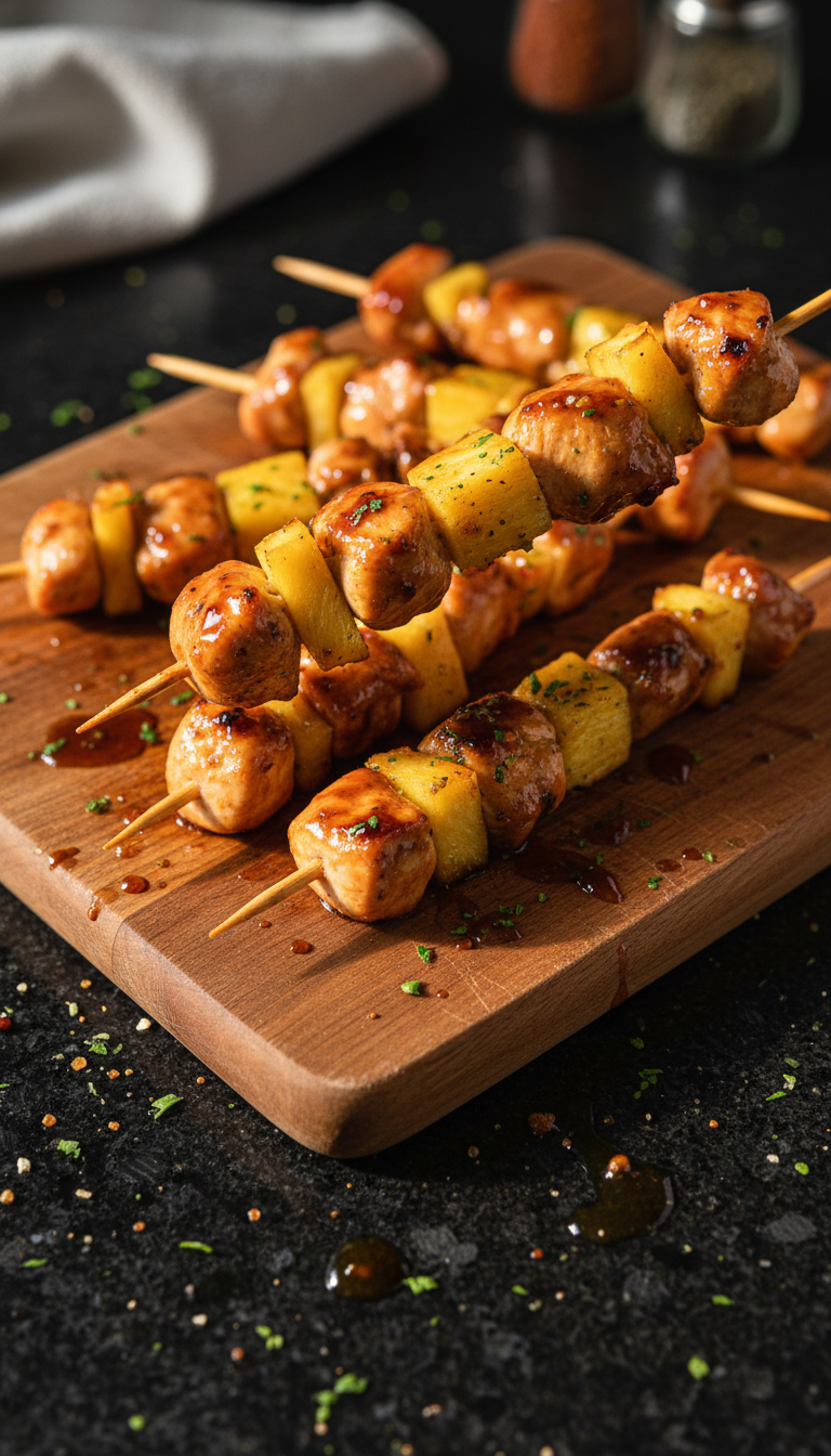 Teriyaki Ananas Hähnchen Spieße