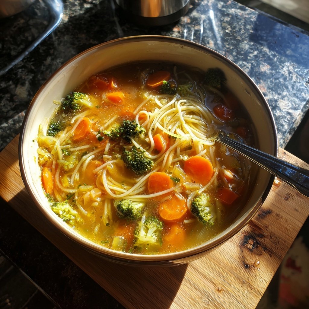 Einfache Nudelsuppe mit Gemüse