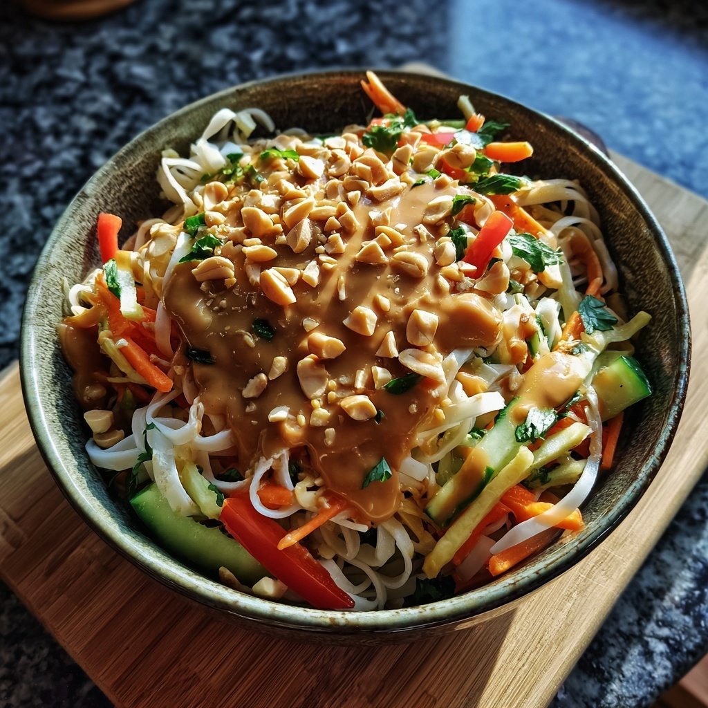 Frühjahrsrolle Bowl mit Erdnusssoße