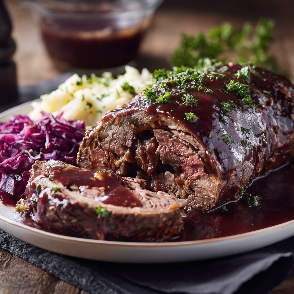Rinderrouladen mit Rotweinsoße und Apfelrotkohl​