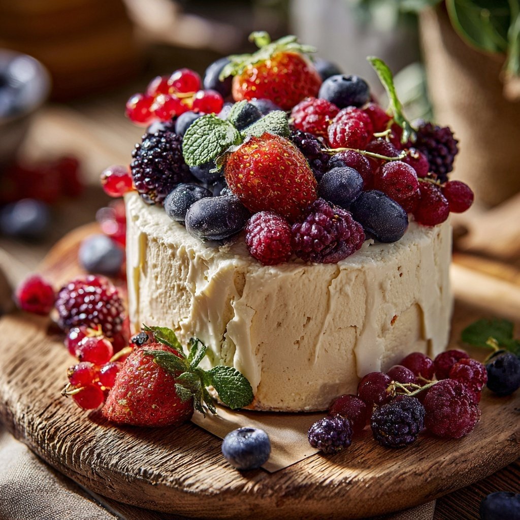 Vanille-Götterspeise mit Beeren
