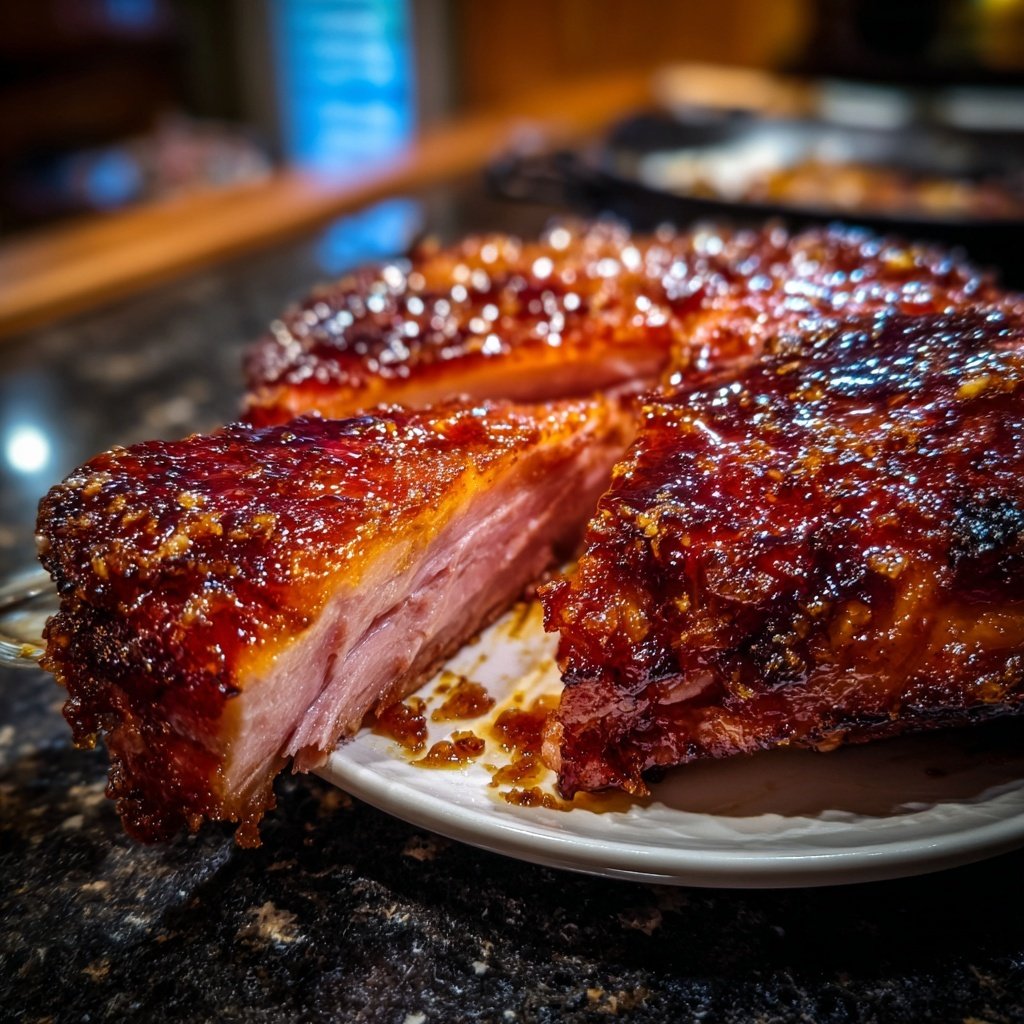 Schinken mit Kirsch Bourbon Glasur